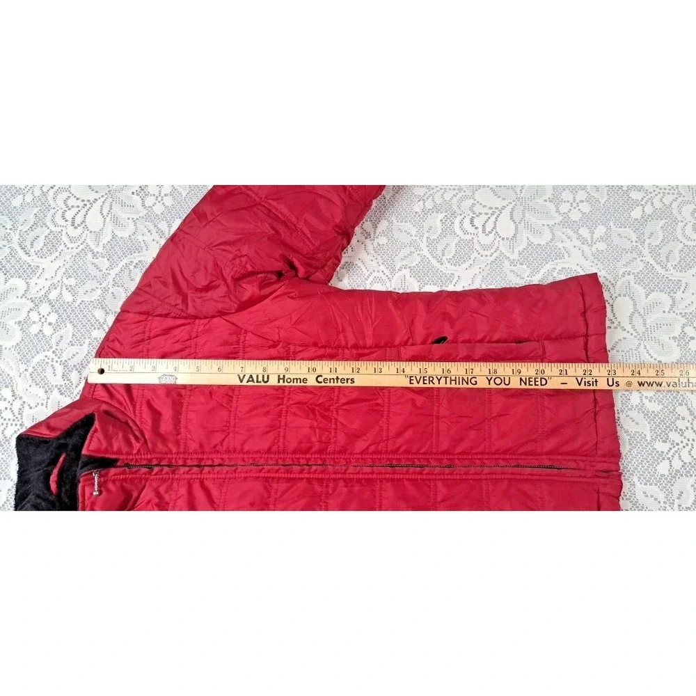LL Bean Misses Sm Burgundy Red Nylon Fleece Lined Full Zip Winter Jacket Pre-own
